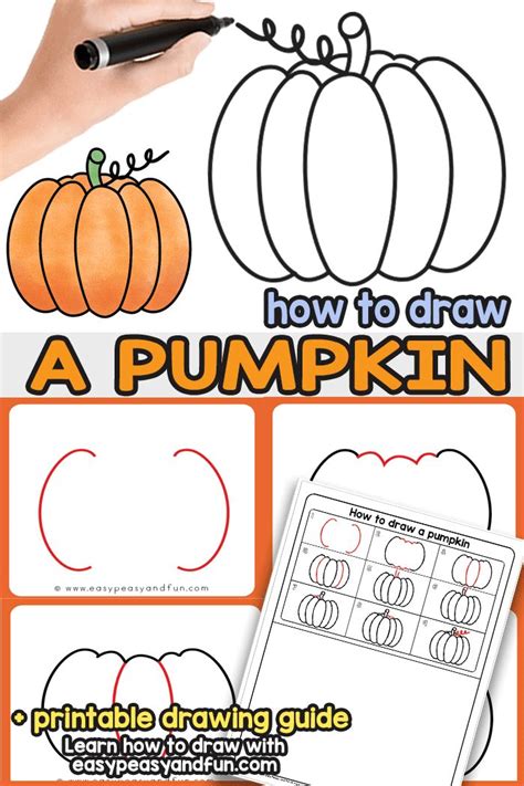 How To Draw A Pumpkin - Easy Peasy And Fun | Pumpkin drawing, Thanksgiving drawings, Arts and ...