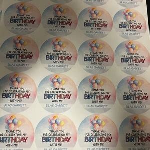 Thank You Stickers Birthday, Printed, Happy Birthday Labels, Personalized Birthday Thank You ...