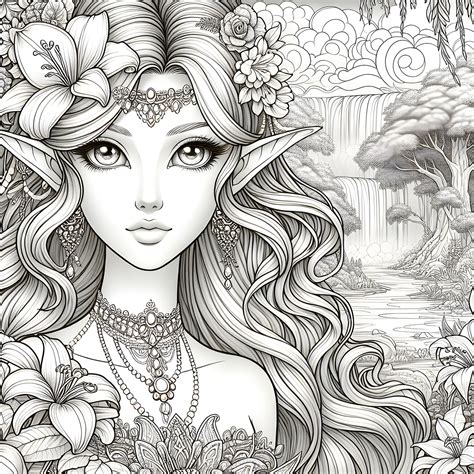 Download Grayscale Coloring Page, Coloring Page, Elf. Royalty-Free ...