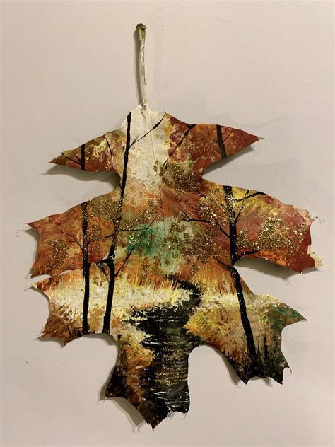 Autumn, me, Acrylic on a leaf,2019 : r/Art