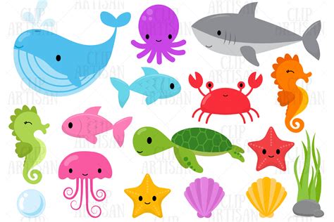 Cute Ocean Animals Clipart Clip Art Library - Riset