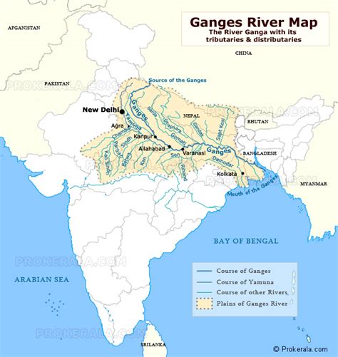 Ganges River Map, Map of Ganges River, Ganges Map, Ganga River Map