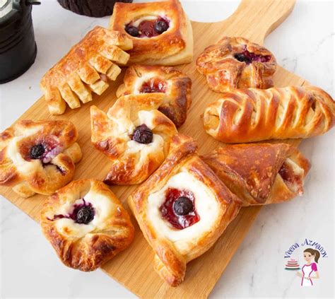 Homemade Danish Pastry- Dough, Shapes & Fillings - Veena Azmanov Kitchen