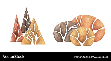 Set abstract forest trees Royalty Free Vector Image