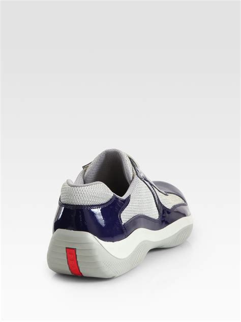 Prada Americas Cup Patent Leather Sneakers in Blue for Men (purple) | Lyst