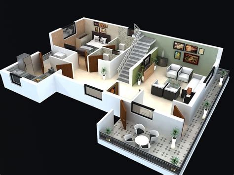 3D Floor Plan | Small house interior design, 2 storey house design ...