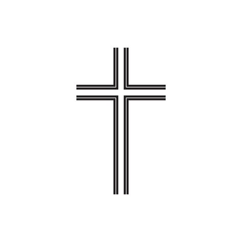 Christian symbol, black thin line cross icon. Church logo template ...