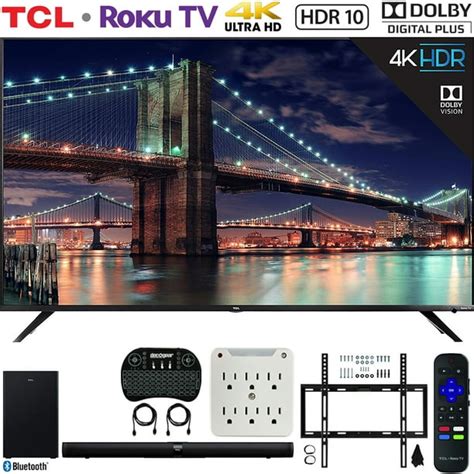 TCL 65R617 65-inch Class 6-Series 4K HDR Roku Smart TV Bundle with TCL Alto 7+ 2.1 Channel Sound ...