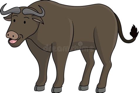 Standing Buffalo Cartoon Color Illustration Stock Vector - Illustration ...