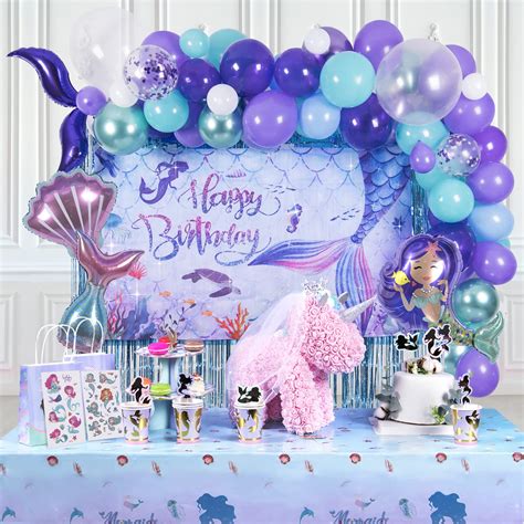 Buy Mermaid Theme Birthday Decorations - Mermaid Party Decorations Supplies Include Mermaid ...