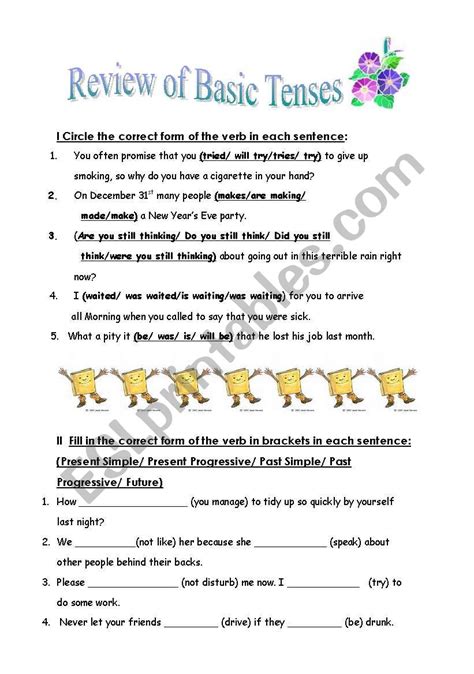 Review of basic tenses - ESL worksheet by pirchy