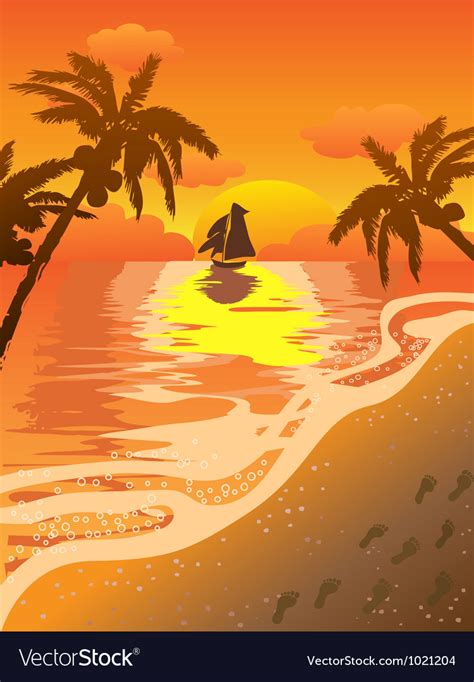 Beautiful sunset beach Royalty Free Vector Image