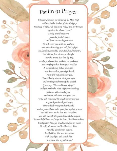 Printable Psalm 91 Prayer of Protection