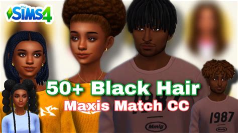 50+ Black Hair Maxis Match CC WITH LINKS | The Sims 4 - YouTube