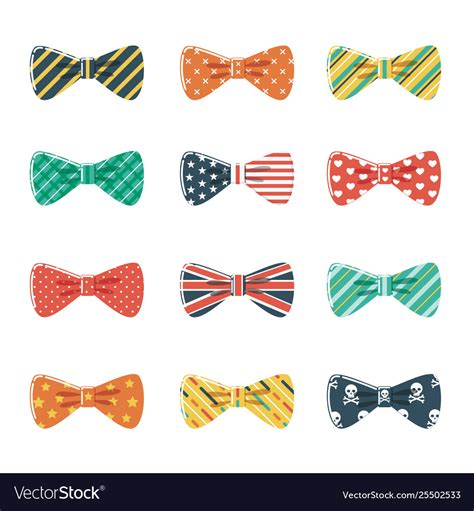 Set bow tie in different colors and patterns Vector Image