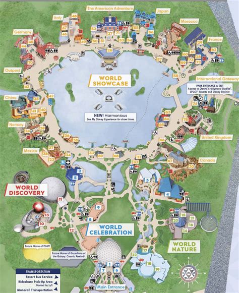 Theme Park Brochures Walt Disney World Epcot Map 2023 - Theme Park ...