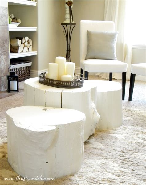 DIY Painted Tree Stump Coffee Table {Thrifty and Chic} - The Inspired Room