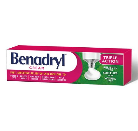 Benadryl Cream Triple Action Fast Effective Relief of Skin Itch 2 x 30g Canadian