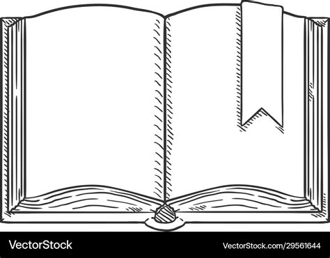 Sketch - open book with bookmark Royalty Free Vector Image