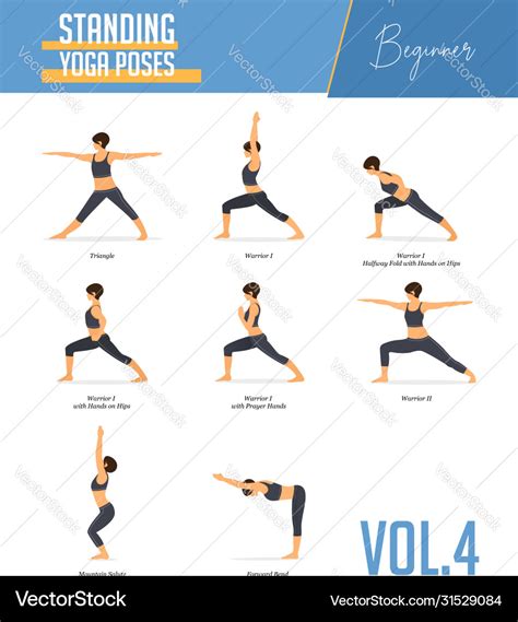 Yoga poses for concept balancing standing poses Vector Image