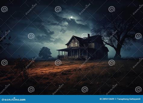 Abandoned Old House in the Forest at Night. Stock Illustration - Illustration of full, evil ...