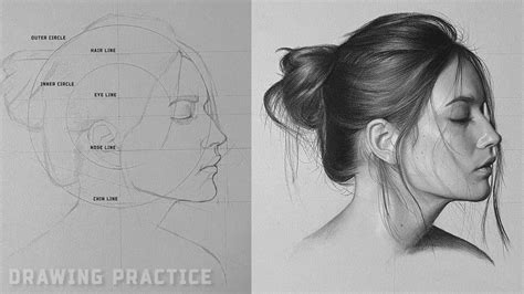 Drawing Practice - How to draw side profile of a face Loomis Method ...