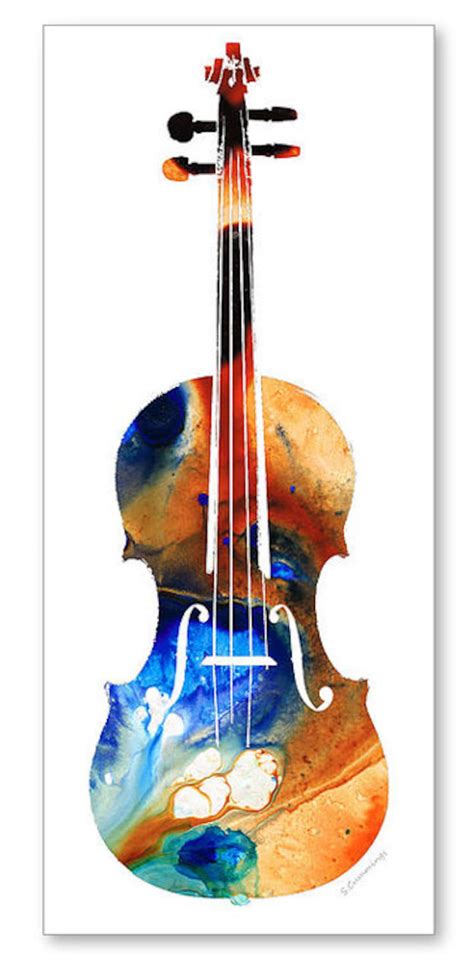 Violin Art Print From Painting Colorful Bold Music Lover - Etsy