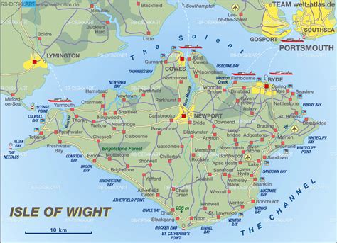 Map of Isle of Wight (Island in United Kingdom) | Welt-Atlas.de