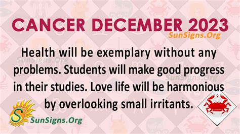 Cancer December 2023 Monthly Horoscope Predictions - SunSigns.Org