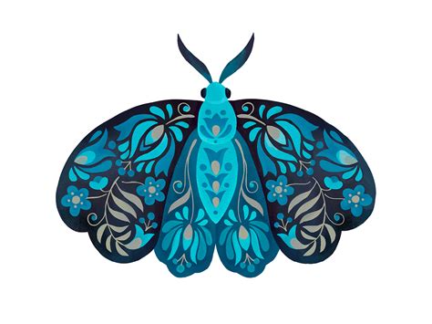 Folk Art Moth Illustration by Victoria Mitchell on Dribbble