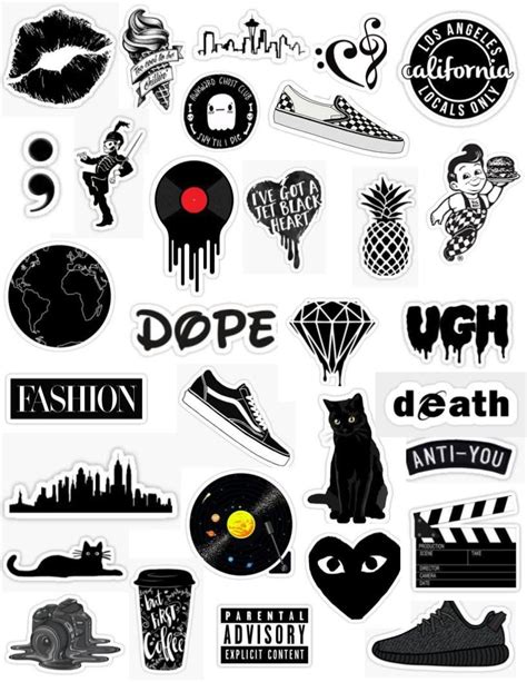 Aesthetic Printable Black And White Stickers