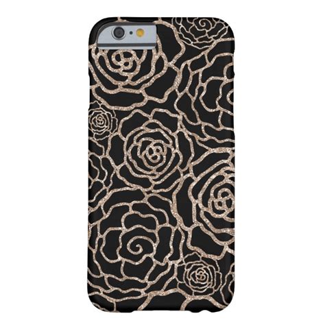 Save 20% Off | Rose Gold Glitter Look | Black Floral Lattice Barely There iPhone 6 Case - Case Plus