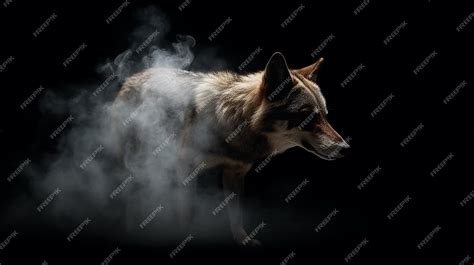 Premium Photo | Portrait of a wolf in the smoke on a black backgroundgenerative ai