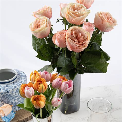 Timeless Garden Roses with Tulips Delivery in Singapore - FNP SG