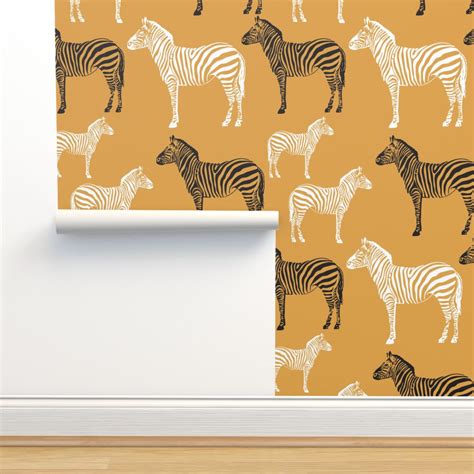 Black and White Zebras Wallpaper | Spoonflower