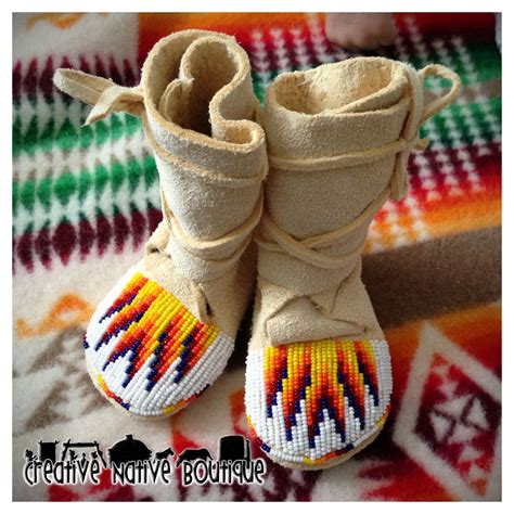 Creative Native Boutique: Size 1 Beaded High-Top Baby Moccasins