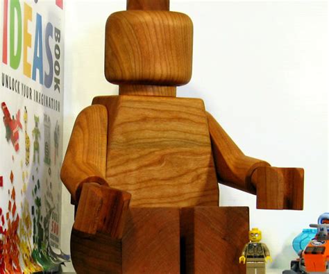 Giant Wooden LEGO Man Sculpture