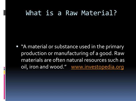 Raw Materials Definition