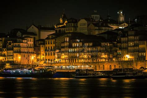 Overview of Old Town of Porto, Portugal at Night. Stock Image - Image of medieval, cathedral ...