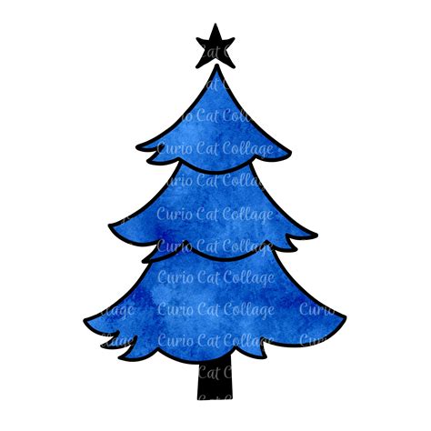 Blue Christmas Tree Clip Art Digital Download Back the | Etsy