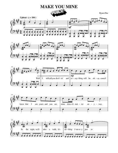 Public - Make You Mine (Full Piano Score) Sheet music for Piano | Download free in PDF or MIDI ...