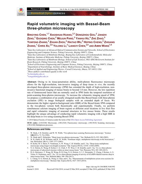 (PDF) Rapid volumetric imaging with Bessel-Beam three-photon microscopy