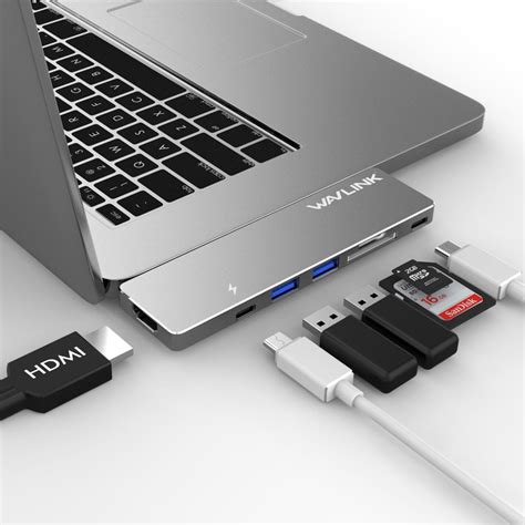 USB-C Hub Adapter, Aluminum Multi-port USB-C Mini Dock for 2016/2017 MacBook Pro 13” and 15 ...