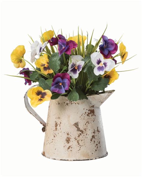 Pansy Pitcher Silk Flower Arrangement - Walmart.com