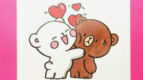 Cute Animals Hugging Drawing