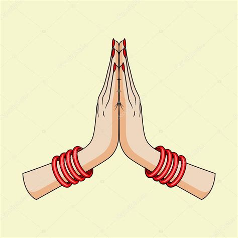 Welcome gesture of hands of Indian woman Stock Vector Image by ©stockillustration #52393811