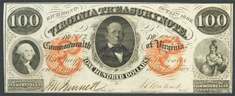 Richmond, Virginia, Virginia Treasury, 100 dollars, 15-10-1862.