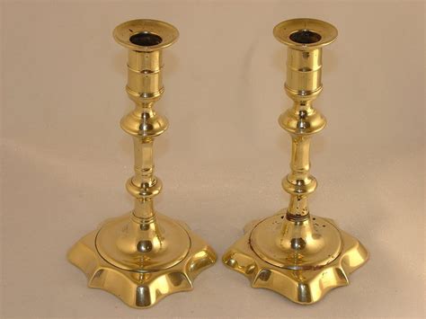 Pair 18th Century Brass Candlesticks For Sale | Antiques.com | Classifieds