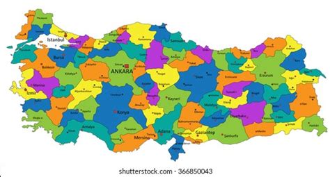 Colorful Turkey Political Map Clearly Labeled Stock Vector (Royalty Free) 366850064 | Shutterstock