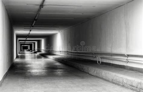 Empty tunnel at night stock image. Image of pedestrian - 65678833